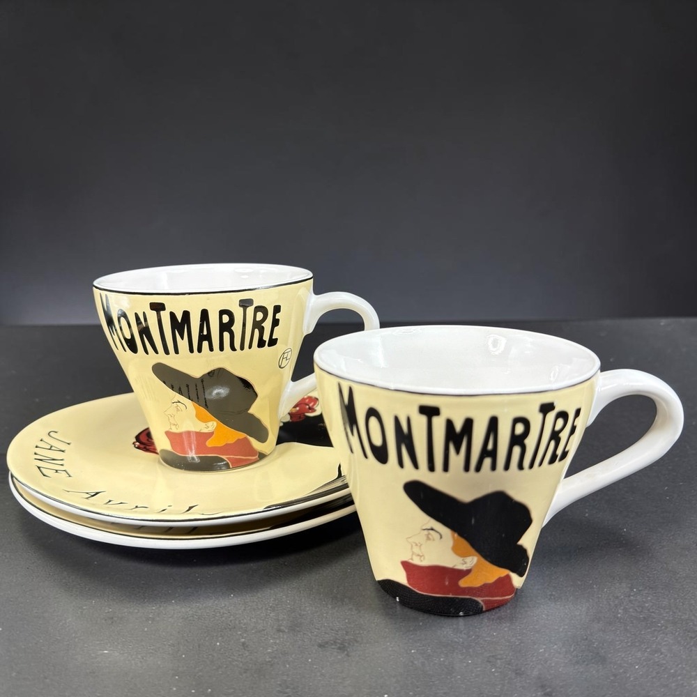 Sango Cabaret Montmartre Jane Avril Cup and Saucer‎ Set Toulouse Lautrec Art VTG